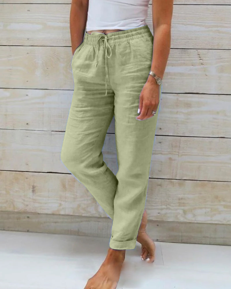 Amira | Pantalón de Algodón y Lino con Cintura Elástica