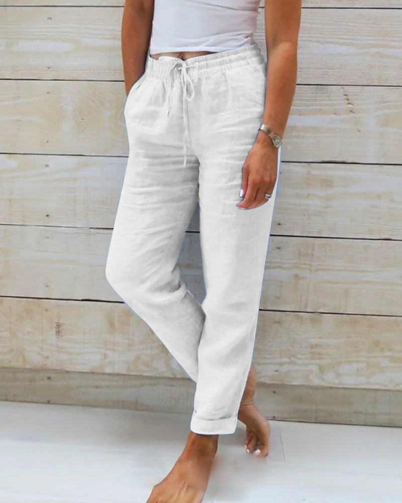 Amira | Pantalón de Algodón y Lino con Cintura Elástica