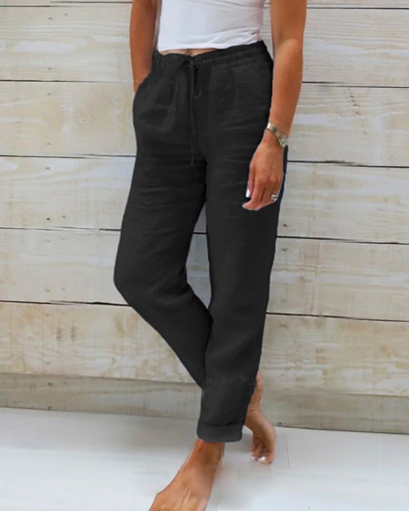 Amira | Pantalón de Algodón y Lino con Cintura Elástica