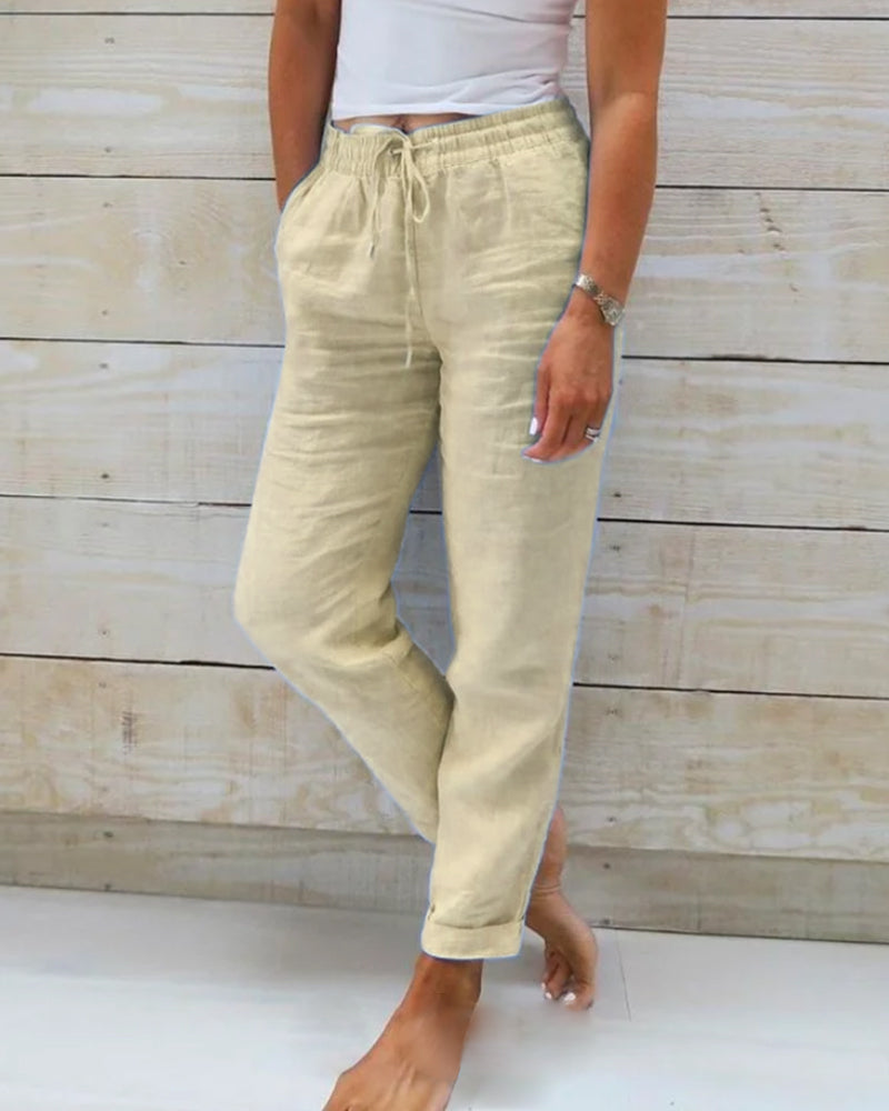 Amira | Pantalón de Algodón y Lino con Cintura Elástica