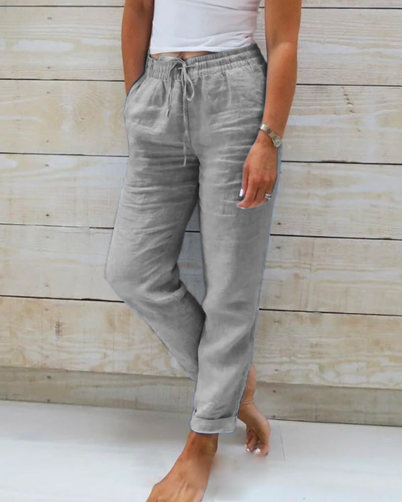 Amira | Pantalón de Algodón y Lino con Cintura Elástica