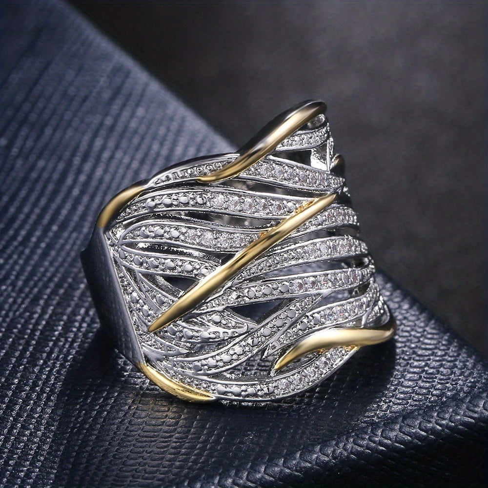 ELENA | Anillo elegante de capas con diseño trenzado