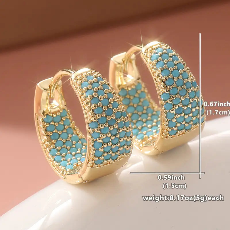 Pendientes de aro con cuentas turquesas color oro | Oro