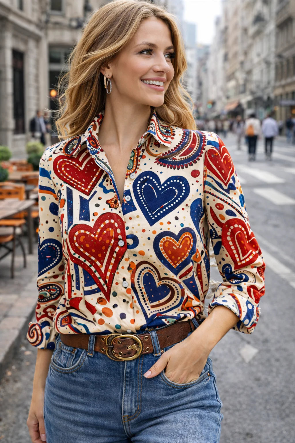 Camisa Vintage Corazones Boho