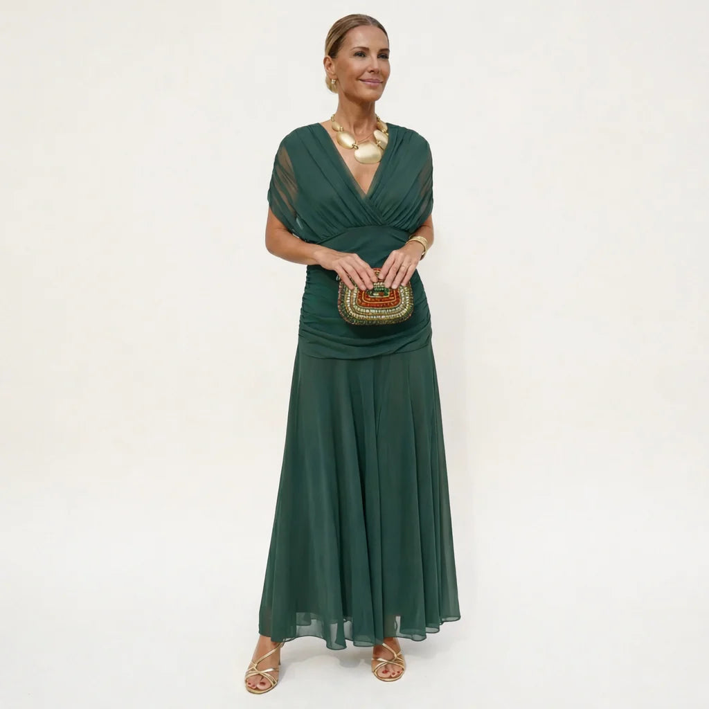 Velora™ | Vestido Floral Largo con Escote en V