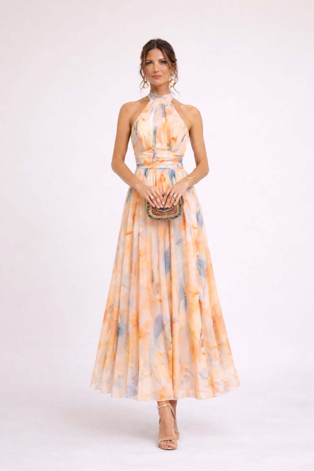CAMILA - Vestido halter con estampado de acuarela