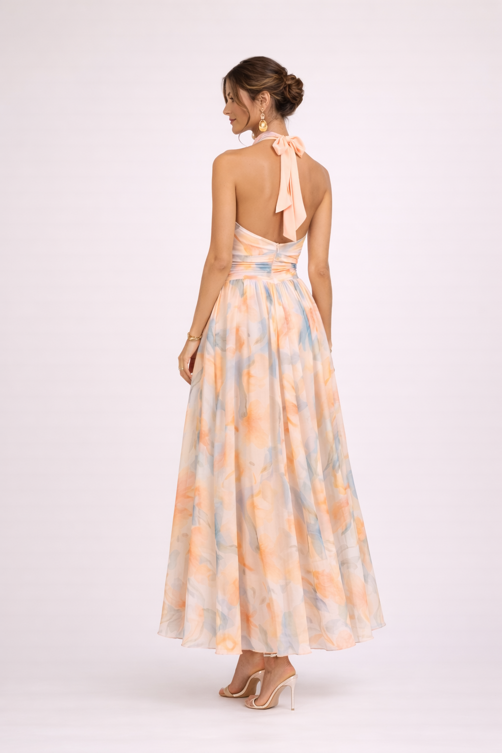 CAMILA - Vestido halter con estampado de acuarela