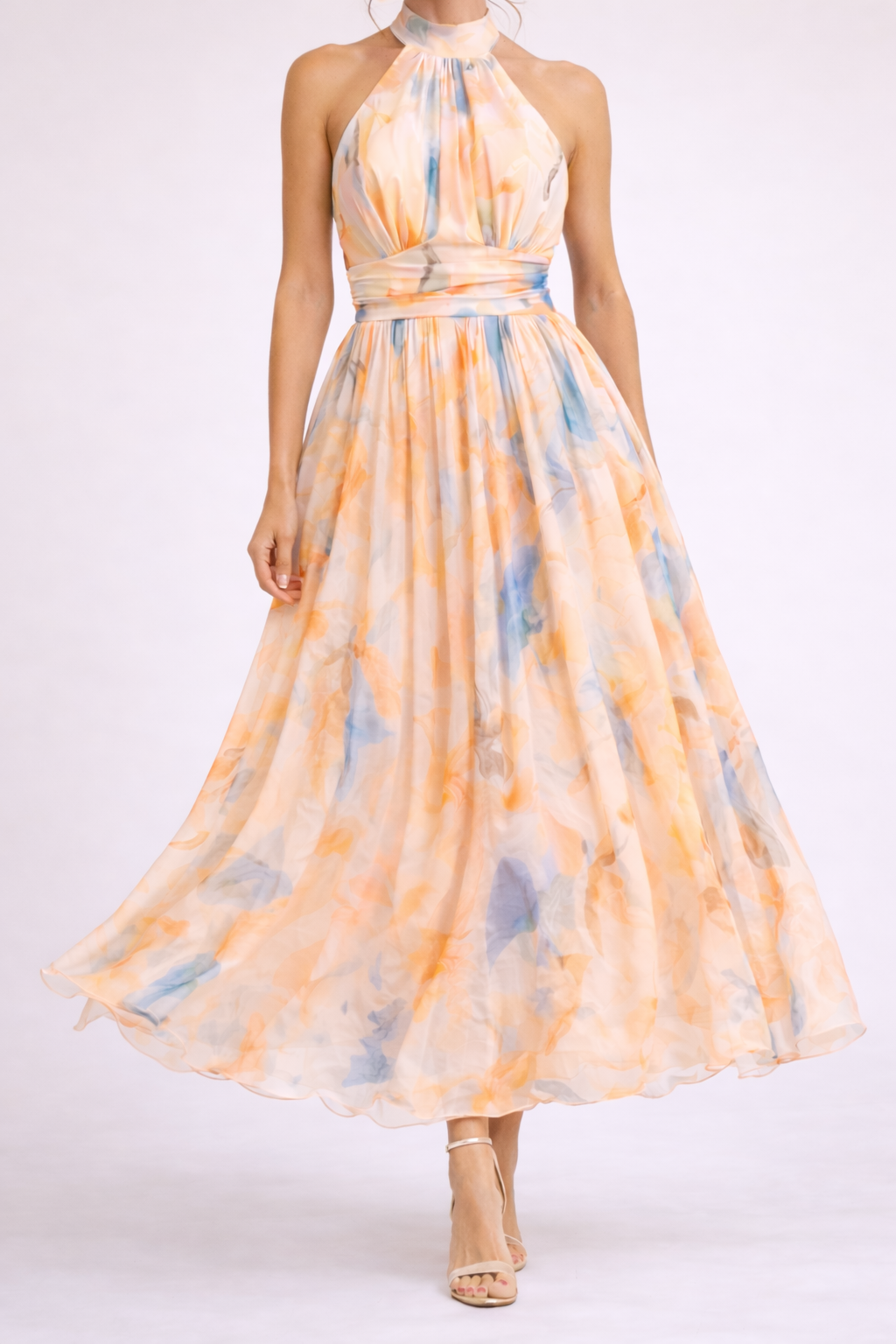 CAMILA - Vestido halter con estampado de acuarela