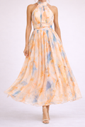 CAMILA - Vestido halter con estampado de acuarela