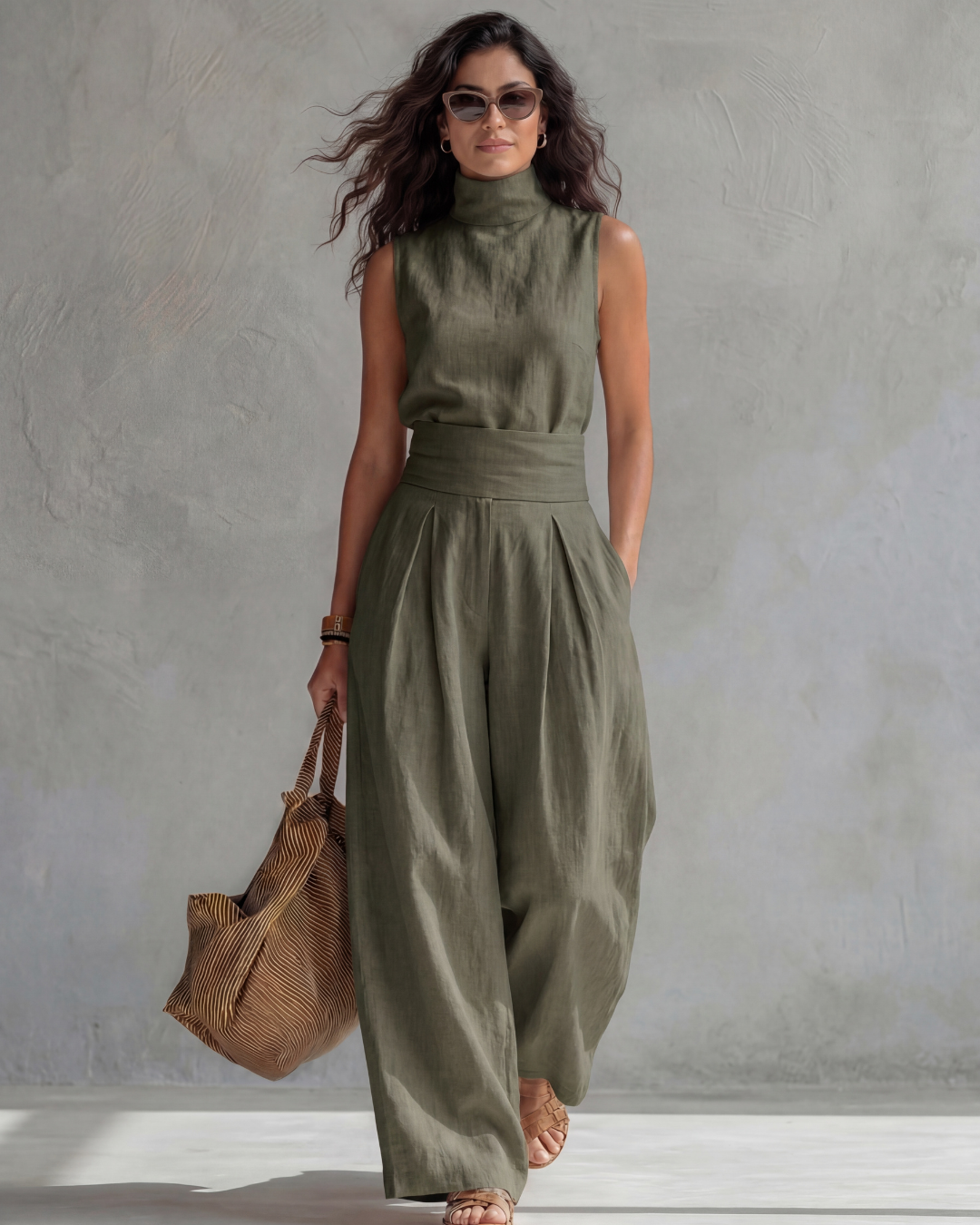 Josefina | Conjunto Top y Pantalón Ancho Algodón Lino
