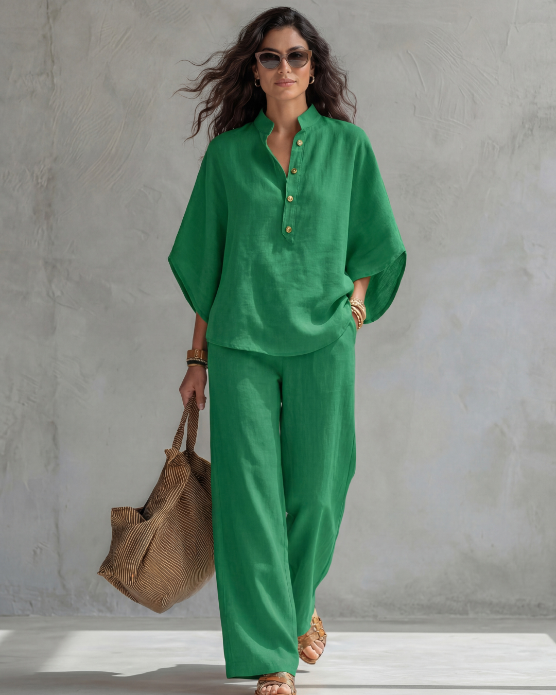 Elena | Conjunto Mujer de Algodón y Lino Negro