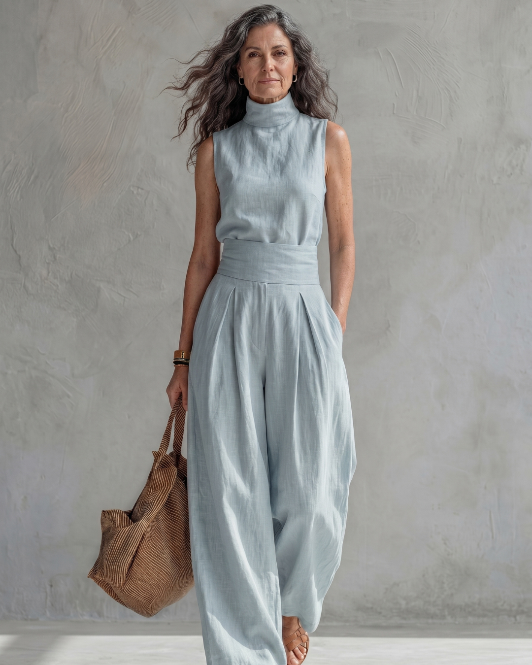Maria | Conjunto Top y Pantalón Ancho Algodón Lino Rosa