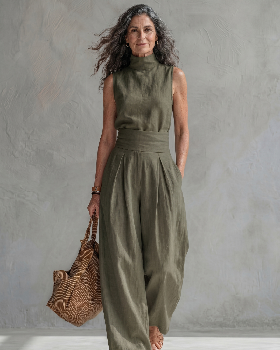 Maria | Conjunto Top y Pantalón Ancho Algodón Lino Rosa
