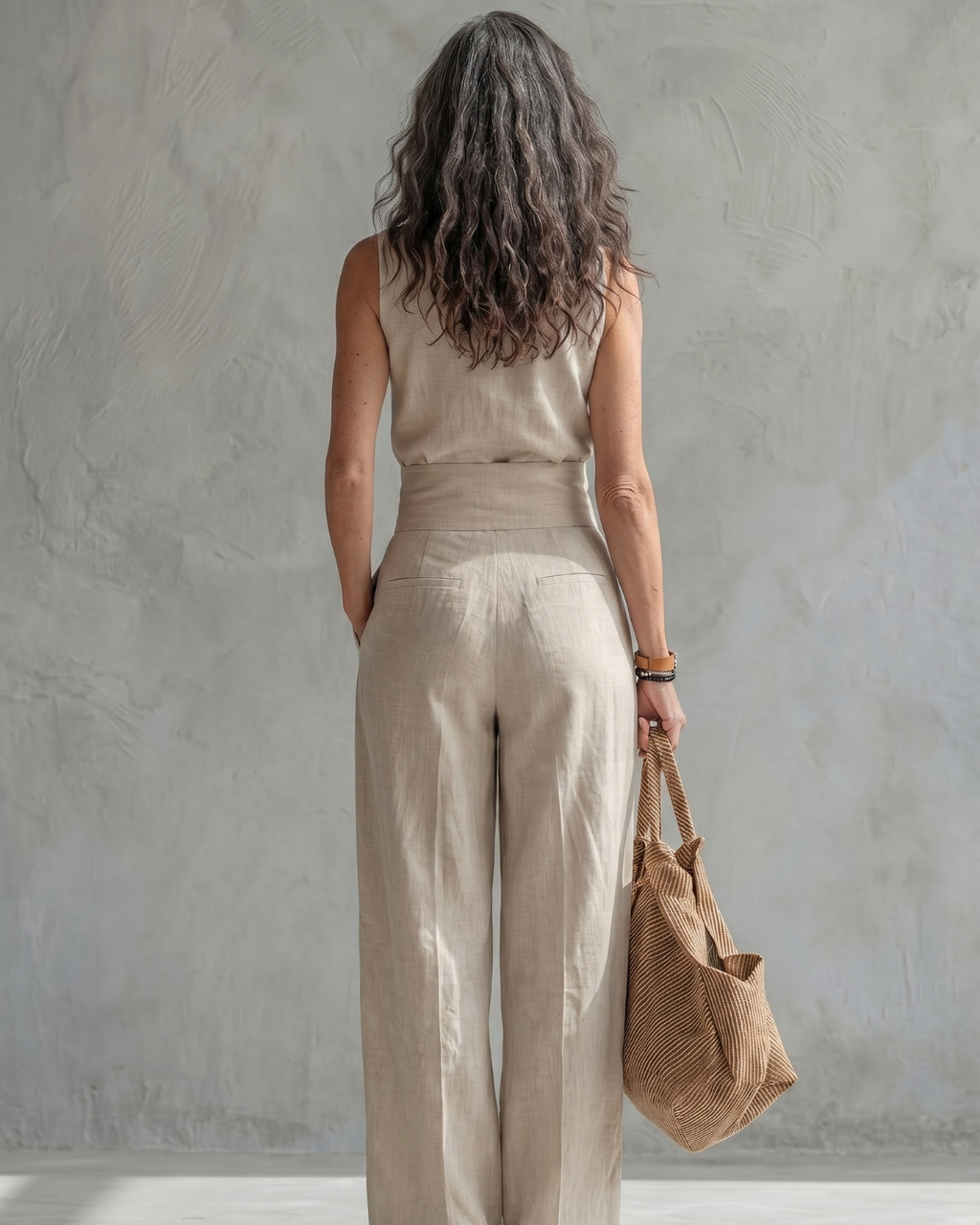 Maria | Conjunto Top y Pantalón Ancho Algodón Lino Rosa