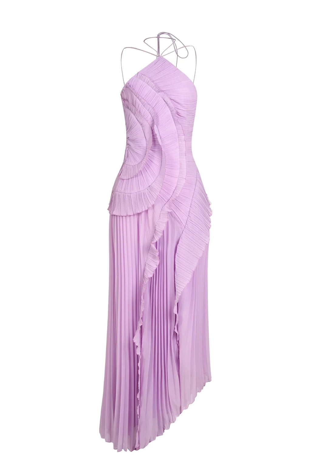 VESTIDO CON VOLANTES ESCOTE HALTER 