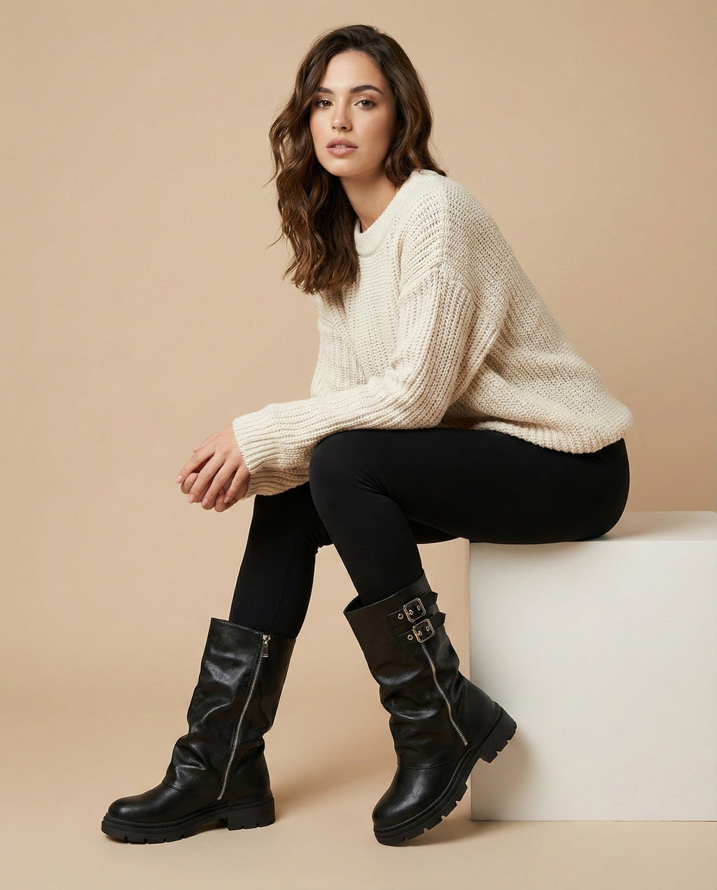 Olaya - Botas Cubiertas con Cremallera