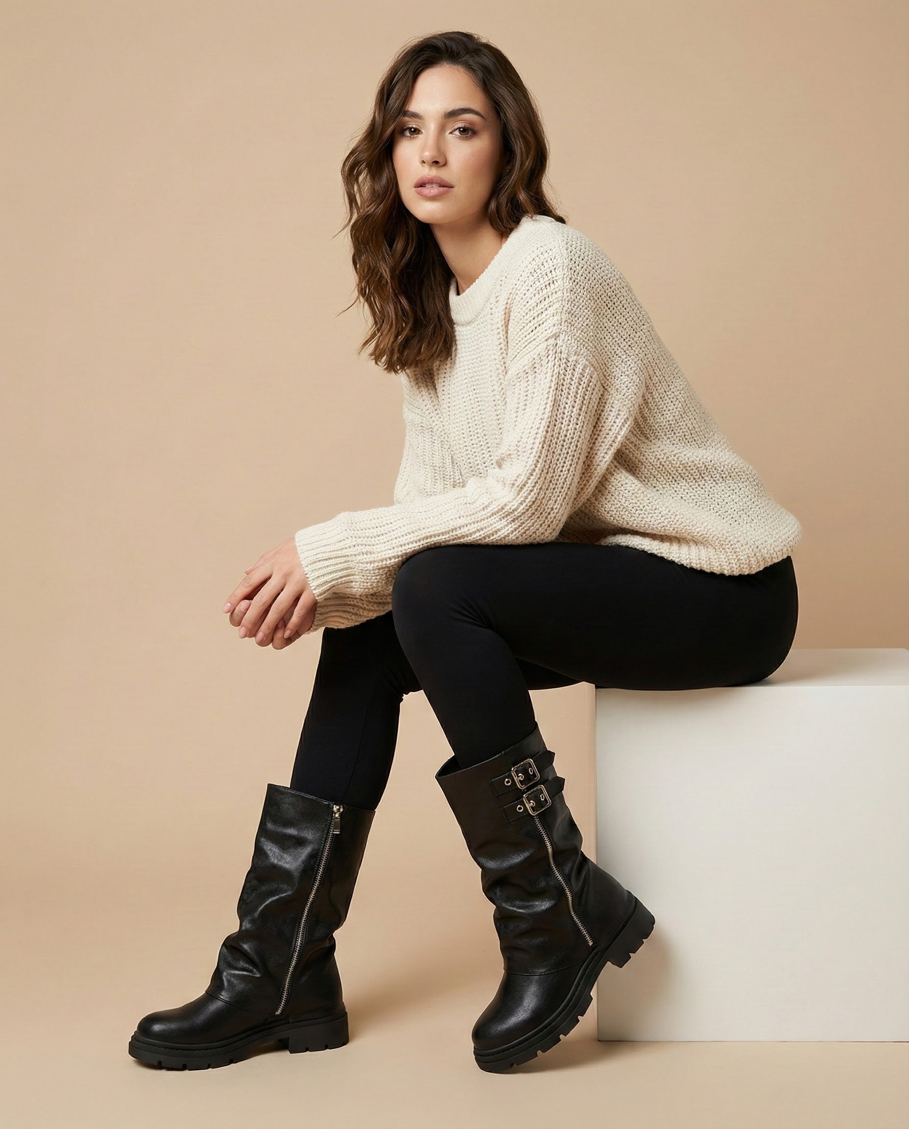 Olaya - Botas Cubiertas con Cremallera