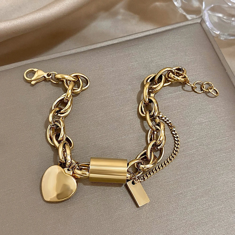 Pulsera Chunky Heartened | Oro
