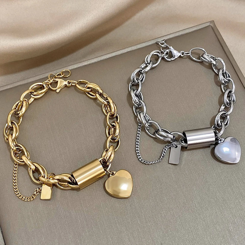 Pulsera Chunky Heartened | Oro