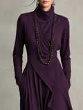 Vestido Largo Asimétrico de cuello alto Elegante