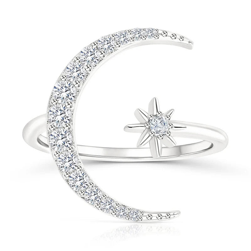 Anillo de Luna y Estrella hecho de Plata