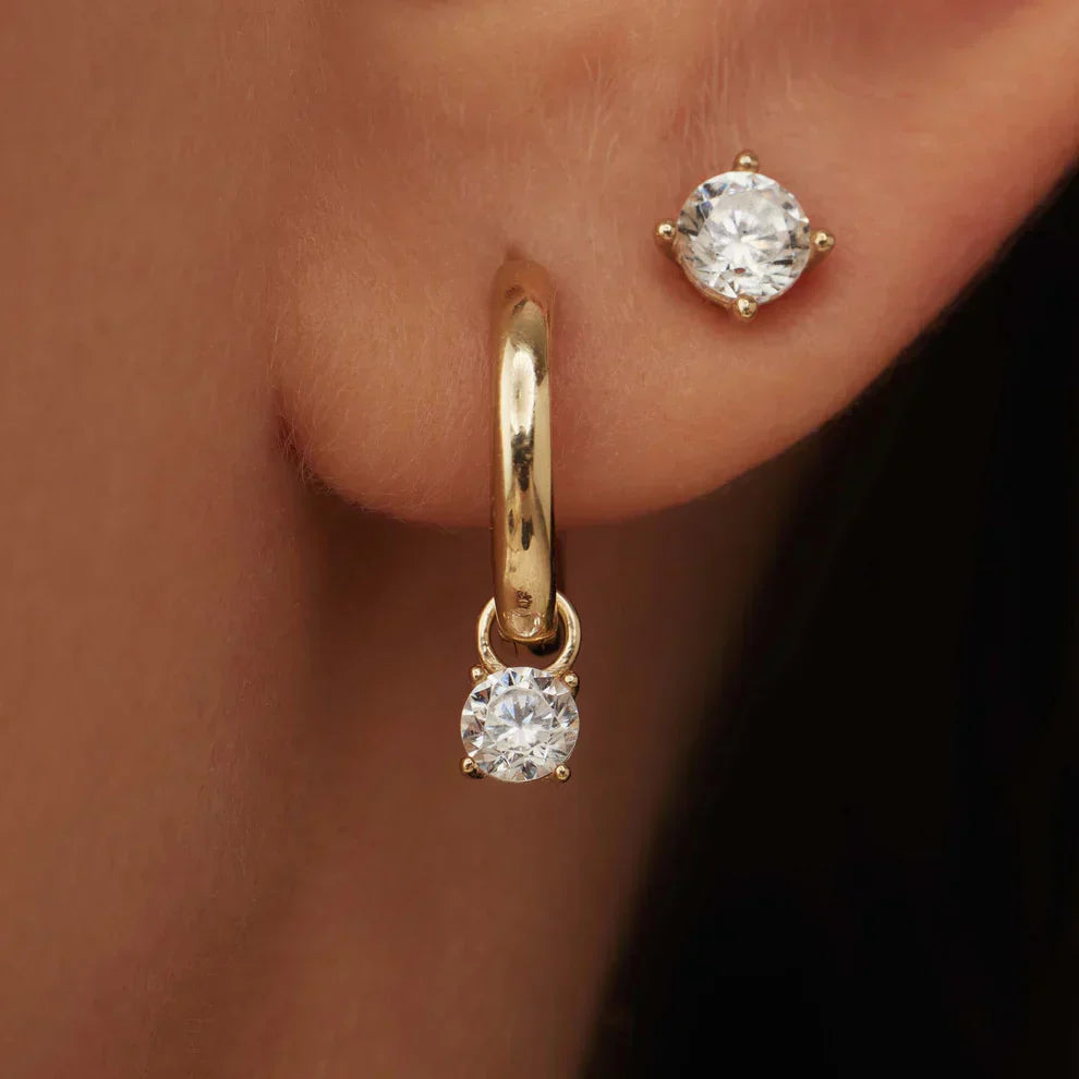 Pendientes de aro con piedras Larmes de Lune | Oro