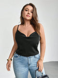 Top Satinado con Tirantes Finos y Elegante Cuello Drapeado