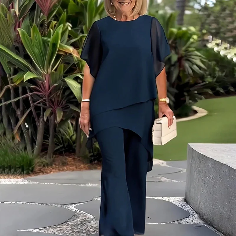 Trajes de lino holgados de cuello redondo de estilo vintage para mujer de tallas grandes