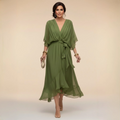 MARTA™ | VESTIDO DE CHIFFON CON ESCOTE EN V